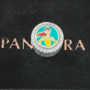 Pandora Run Disney 10K Bead Charm Tiana Pendant S925 Silver with box